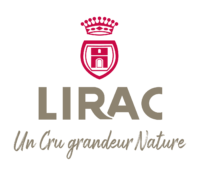 Logo de Lirac, mentionnant "Un Cru grandeur Nature".